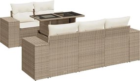 vidaXL 6 részes bézs polyrattan kerti ülőgarnitúra párnával