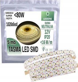 Szuper Sűrű Prémium Led szalag smd 3014 IP20 1020d szín Semleges tekercs 5mb