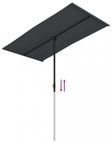 fekete kerti napernyő alumíniumrúddal 180 x 110 cm
