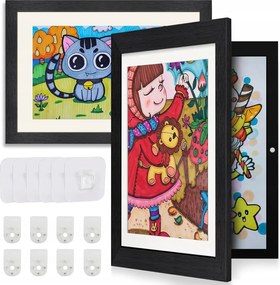 Képkeret rajzok Függő fali nyitható A4 2db Fekete