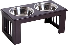 PawHut Emelt Kutya Etető Tál 2 Tállal, Víz Tál 2 x 2000ml Rozsdamentes Acél Tálak | Aosom