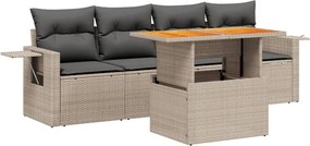 vidaXL 5 részes szürke polyrattan kerti ülőgarnitúra párnákkal