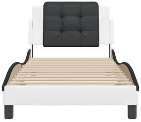 fehér és fekete műbőr ágykeret matrac nélkül Zadar 90 x 200 cm