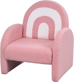 AIYAPLAY Gyermek Szék Szivárvány Alakú Hátfallal, 18-96 Hónapos Gyerekeknek, Puha Sherpa Szövet, Karfa, 45 kg Teherbírás, Rózsaszín | Aosom