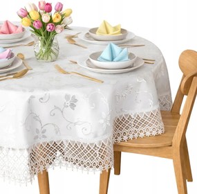 Abrosz Kerek Asztalhoz Világító foltálló Fehér csipkés 120x120 Kerék