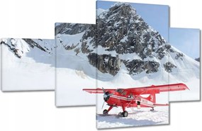 Képek 130x80 Piros repülőgép a hegyekben