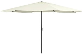 homokszínű kültéri napernyő fémrúddal 390 cm