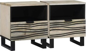vidaXL Éjjeliszekrény fiókkal 2 pcs Fehér és fekete 40 x 33 x 46 cm