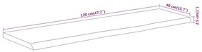 tömör akácfa téglalap alakú asztallap 120 x 40 x 2,5 cm