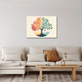 Kép – Duális fa pillangóval (70x50 cm)