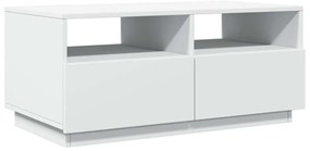 Fehér dohányzóasztal LED-lámpákkal 90x49x40 cm