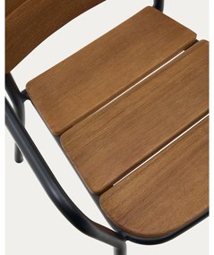 Fekete-barna tömörfa-fém kerti szék Algueret – Kave Home