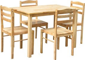 Étkezőgarnitúra 1+4, tömör fa, természetes, LOAK