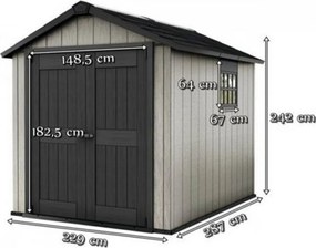Oakland kerti szerszámos ház, barnás szürke-grafit színben