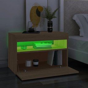 2 db sonoma tölgy színű TV-szekrény LED-lámpákkal 60x35x40 cm