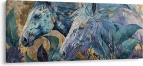 Kép - Lovak arany háttérrel (120x50 cm)