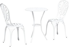 vidaXL Kert Bistro Készlet 3 pcs Fehér Alumínium