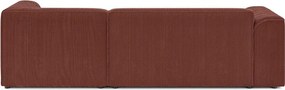 Terrakotta színű kordbársony sarokkanapé (jobb oldali-heverő résszel) Merid – Ropez