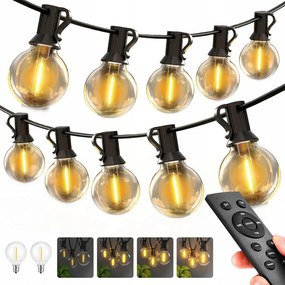 LED-es kerti fényfüzér vízálló 30m 50x izzó ajándék 3x G40 izzó