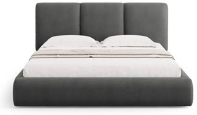 Szürke kárpitozott ágyneműtartós franciaágy ágyráccsal 180x200 cm Brody – Mazzini Beds