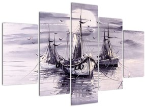 Kép - kikötő, olajfestmény (150x105 cm)