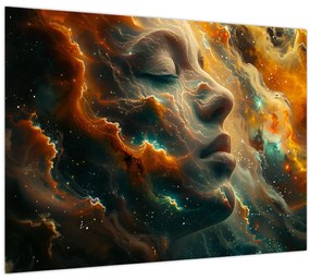 Üveg kép - Arc az űrben (70x50 cm)