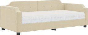 vidaXL krémszínű szövet kanapéágy matraccal 90 x 200 cm