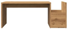 Kézműves tölgy színű szerelt fa dohányzóasztal 90 x 45 x 35 cm