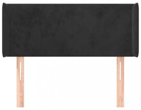 fekete bársony fejtámla szárnyakkal 83x16x78/88 cm