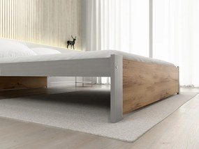 Ágy IKAROS 140 x 200 cm, tölgy artisan/szürke Ágyrács: Lamellás ágyrács, Matrac: Deluxe 10 cm matrac