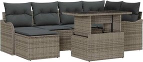 vidaXL Kerti Kanapé Szett párnával tárolóval 7 pcs Szürke Poli rattan