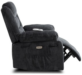 Elektromosan Vezérelhető Masszázsfunkciós Relaxfotel Fekete Színben. JASPER