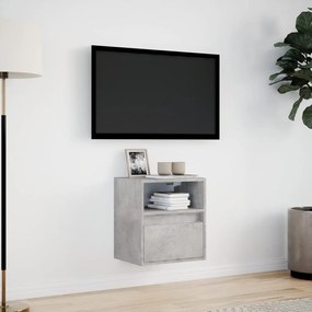 betonszürke falra szerelhető TV-szekrény LED-del 41x31x45 cm