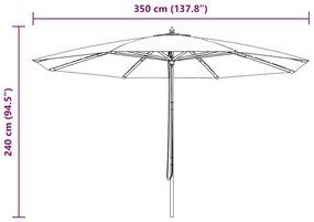 fekete kültéri napernyő farúddal 350 cm