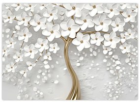 Fehér fa virágokkal képe (70x50 cm)