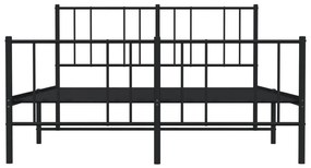 fekete fém ágykeret fej- és lábtámlával 120 x 200 cm