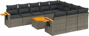 vidaXL 11 részes szürke polyrattan kerti ülőgarnitúra párnákkal