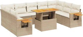 vidaXL 11 részes bézs polyrattan kerti ülőgarnitúra párnákkal