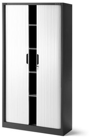 Fém szekrény harmonika ajtókkal DAMIAN, 900 x 1850 x 450 mm, antracit-fehér