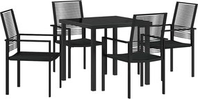 vidaXL Kert étkező szett 5 pcs Fekete Porszórt acél