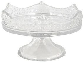 Üveg süteményes állvány korona peremű, 21x12cm