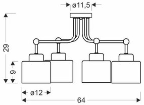 Csillár OLENA 4xE27/60W/230V fekete