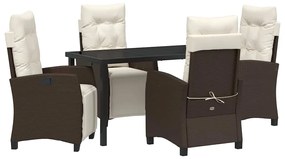 vidaXL Kert étkező szett párnával 5 pcs Barna polirattan