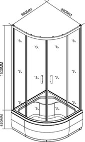 Spirit Deep 90x90 cm-es íves zuhanykabin, mélytálcával