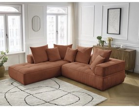 Terrakotta színű zsenília sarokkanapé (bal oldali-L alakú) Whesley – Bobochic Paris