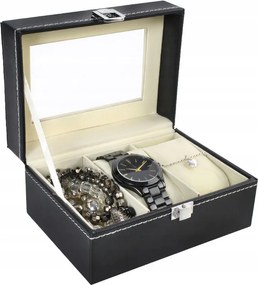 3 részes óratartó doboz, fekete