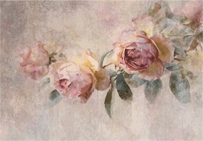 Fotótapéta Virágok Vintage Rózsák Beton Falra Hálószoba Nappali 200x140