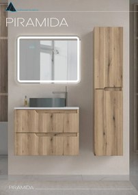 Piramida EURIDIKA fali fürdőszobabútor - mosdópult mosdó nélkül -2 fiókos - PINO TÖLGY - 75 x 48 x 53 cm