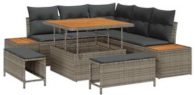vidaXL Kerti Kanapé Szett 8 pcs Szürke polirattan