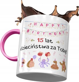 Rózsaszín Bögre Születésnapra 15 15. 15. Ajándék Nyomtatott Fotóval